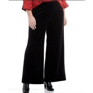 John Mark Women's Size 1X Pants Wide-Leg Black Velvet Anastasia NWT